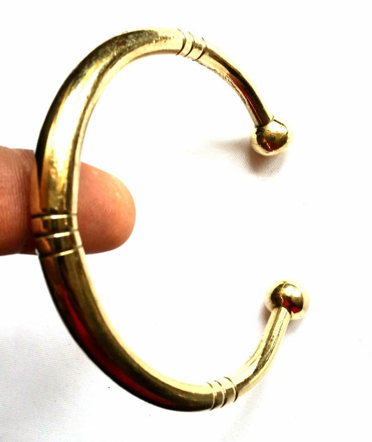 Brass Open Kara 22 ct. Gold Look chunky Singh Kaur kada Sikh Hindu Bracelet