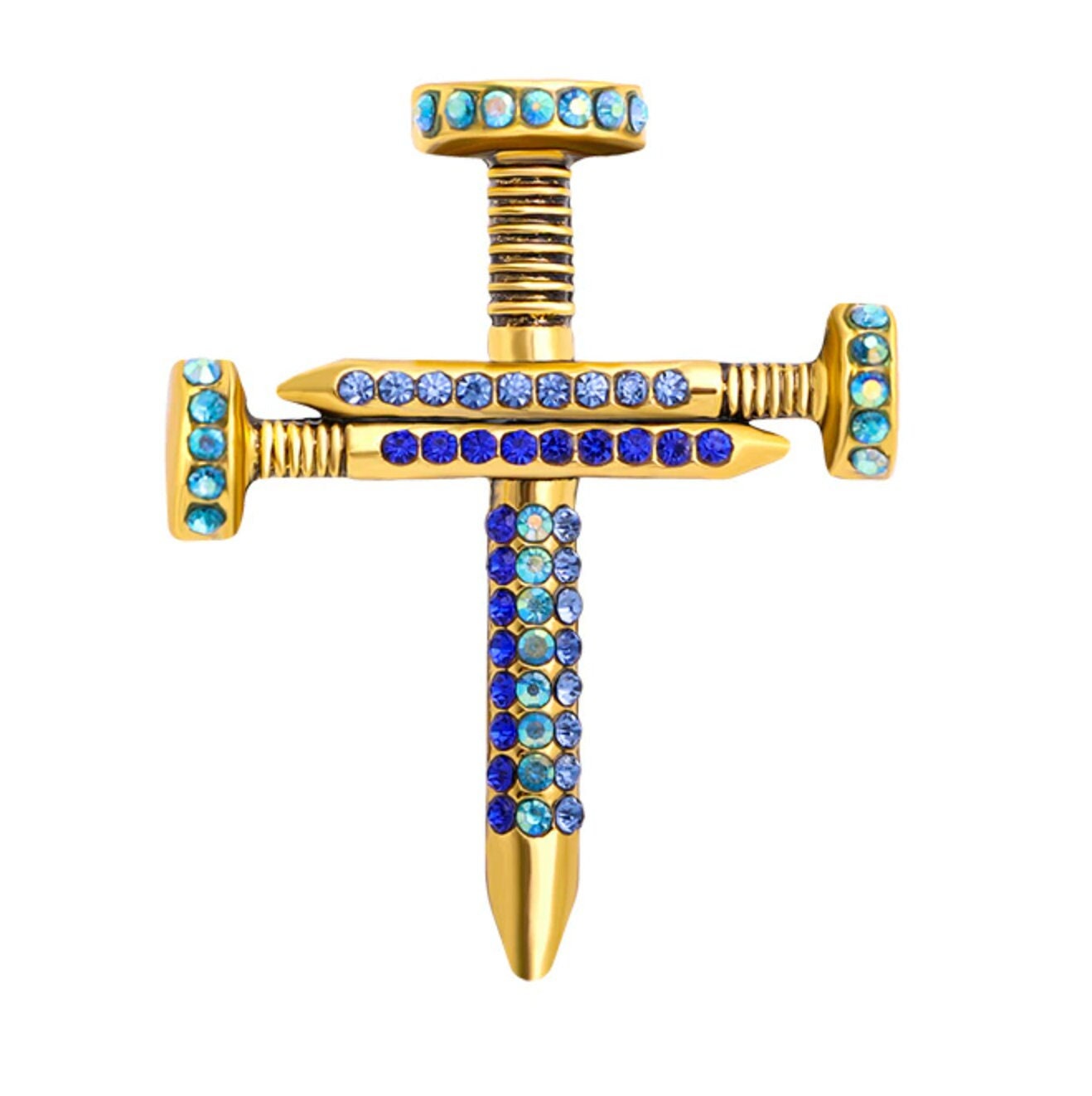 King cross nail brooch vintage look gold plated celebrity broach queen pin i4