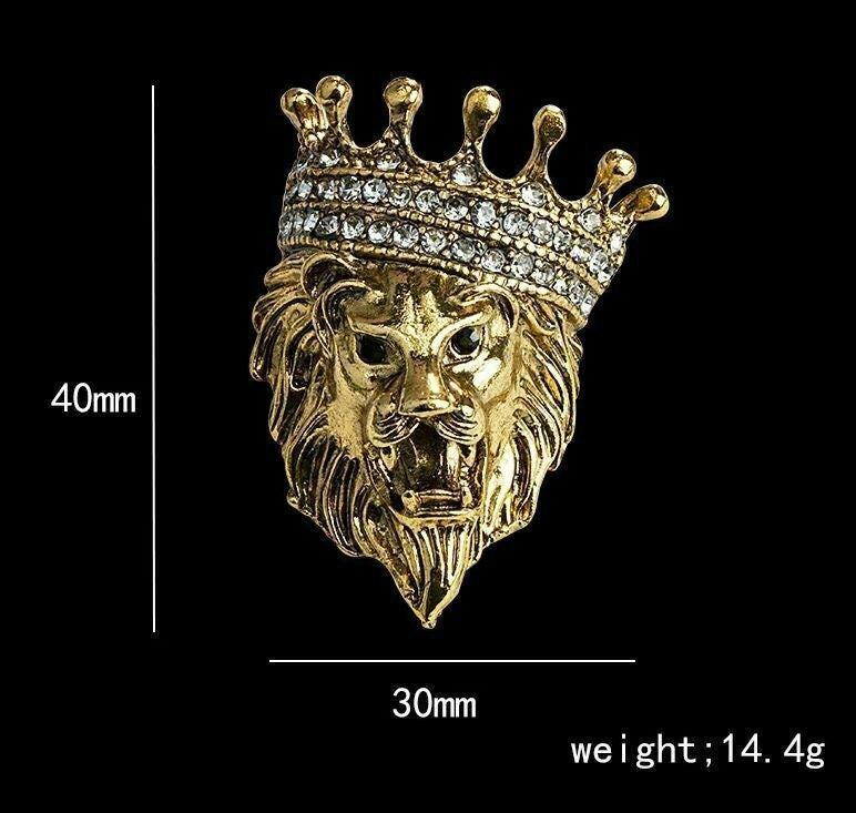 Stunning vintage look gold plated retro lion king celebrity brooch broach pin f4