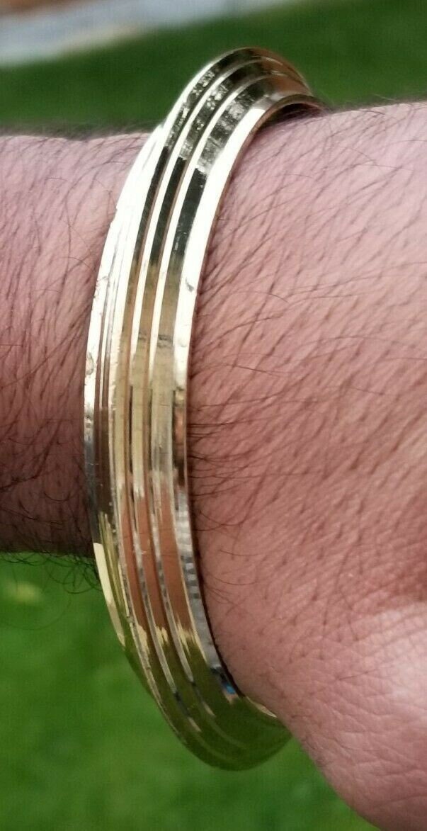 Sikh brass kara singh kaur bangle punjabi 22 ct gold look kada bracelet gift m15