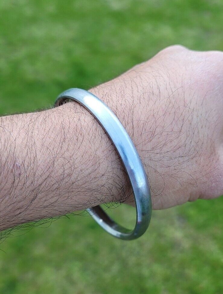 Sikh Sarbloh Kara Smooth Flat Kada Singh Bracelet Kaur Punjabi Khalsa Bangle EE0