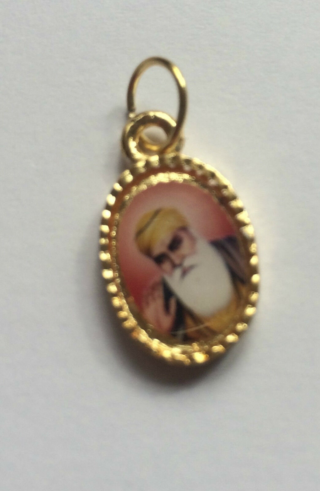 Sikh Double Sided Guru Nanak Ji Baba Deep Singh Gold Tone Pendant black thread