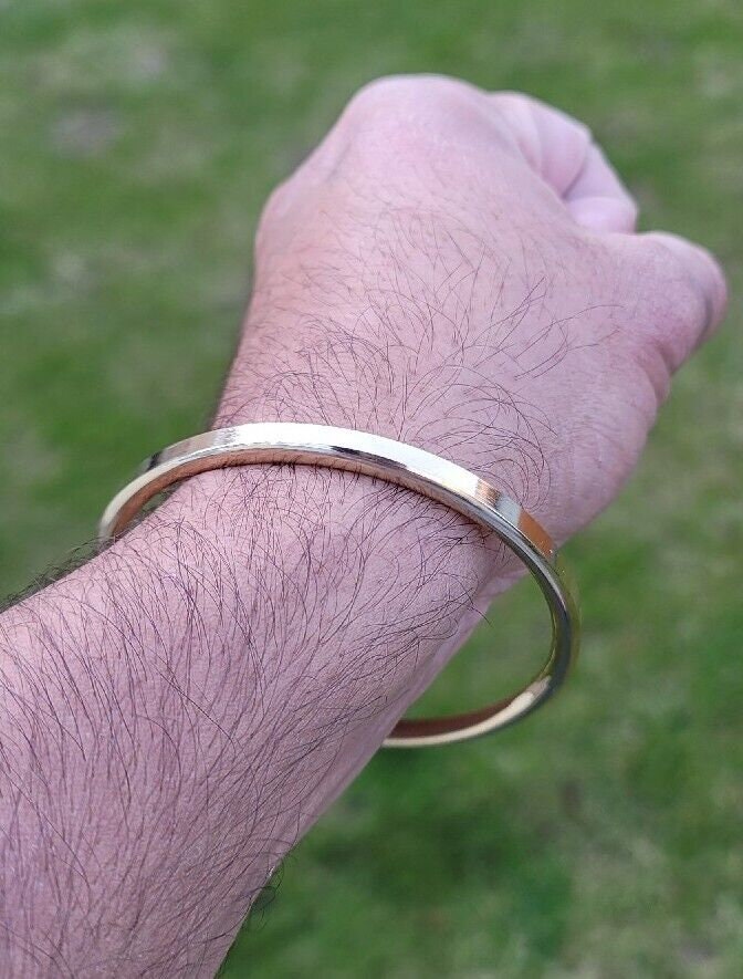 Brass Kara Singh Kaur Bangle Khalsa Punjabi Smooth Flat Sikh Hindu Kada EE11