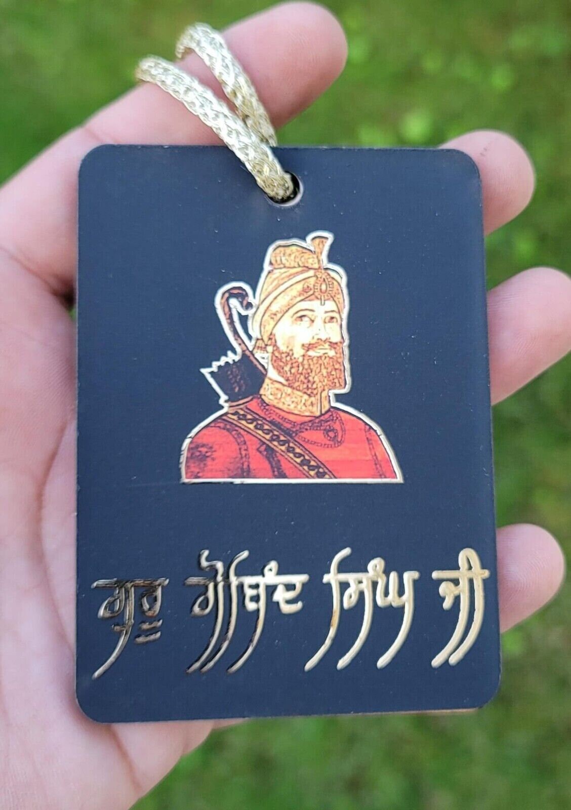 Sikh Guru Gobind Nanak Dev Car Mirror HANGER Punjabi Singh Kaur Wood Pendant GG7