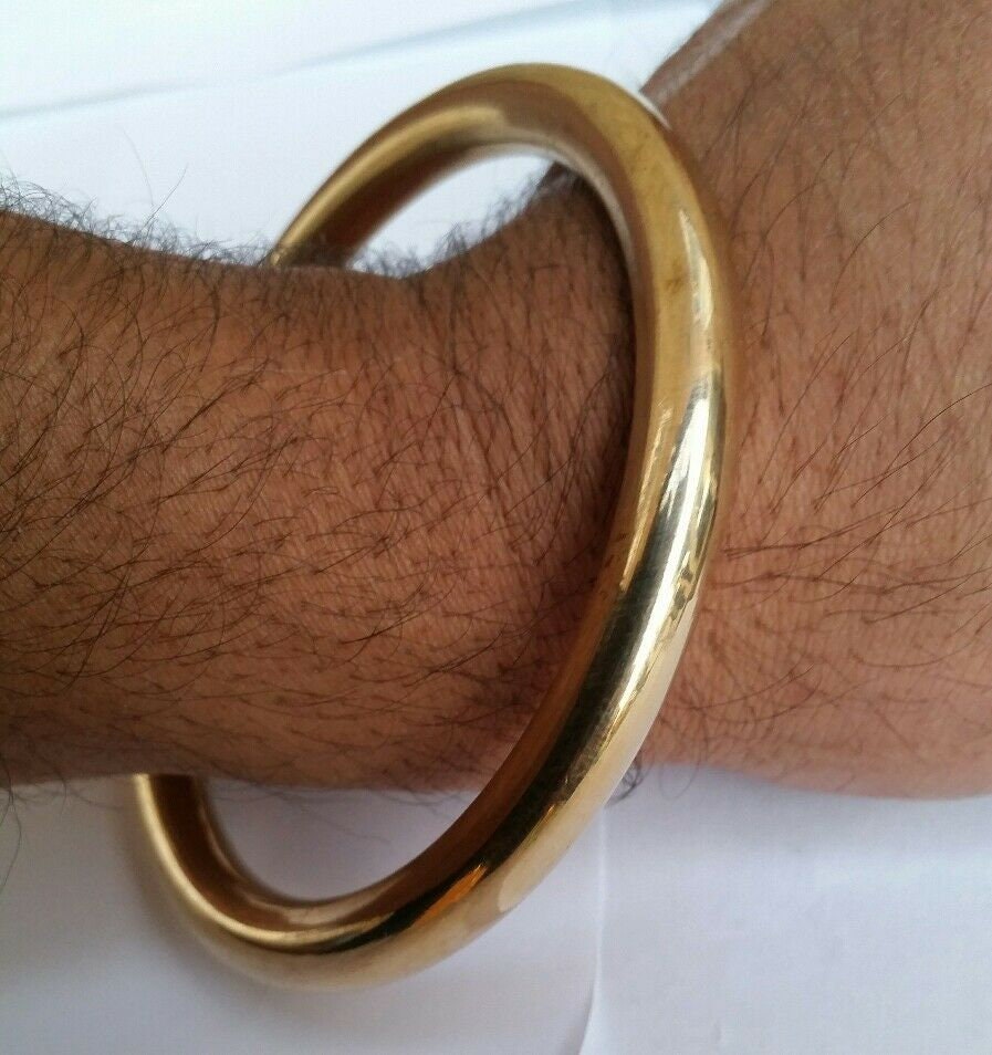 Sikh Brass Kara Stunning 22ct Gold Look Chunky Round Smooth Kada Hindu Bangle K7