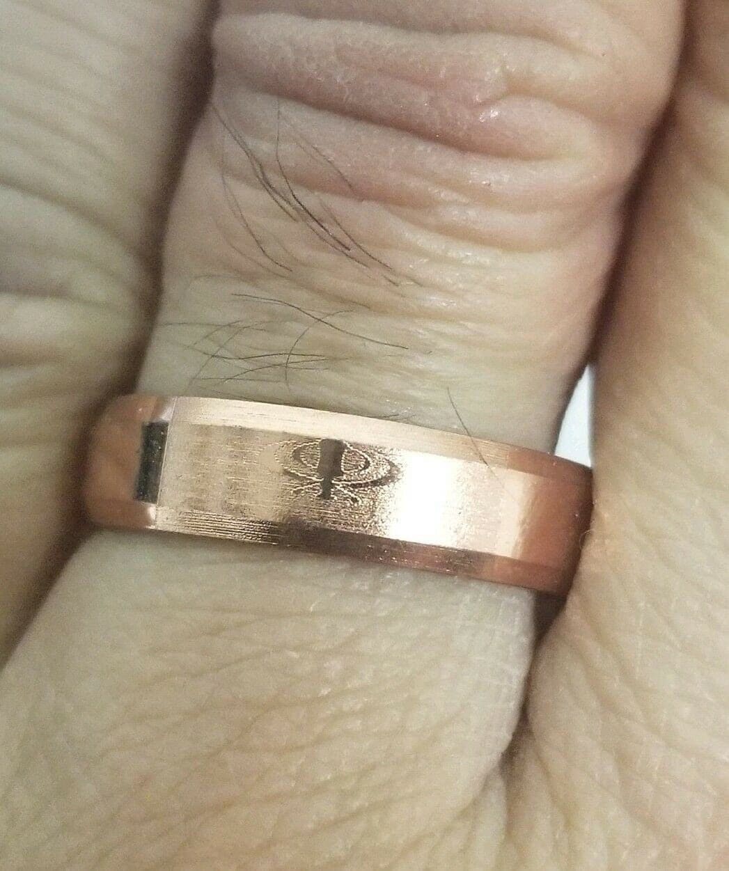 Stunning smooth engraved khanda sikh singh kaur khalsa copper colour ring challa