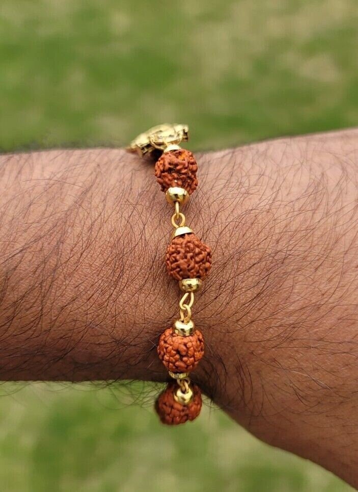 Om trishul rudraksh mala natural beads evil eye protection lucky bracelet cc25