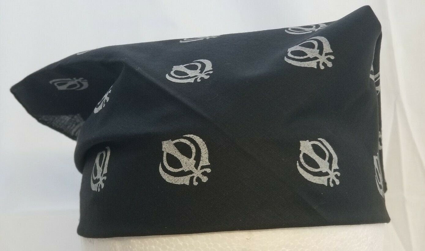 Sikh punjabi singh kaur black khalsa khandas bandana head wrap gear rumal hanky