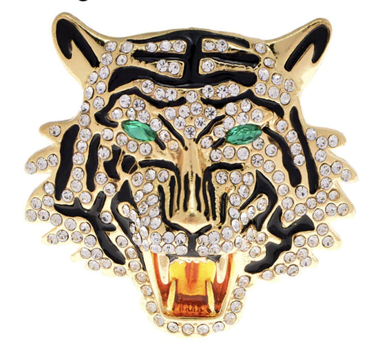 Stunning gold plated retro tiger leopard  king celebrity brooch broach pin jjj27