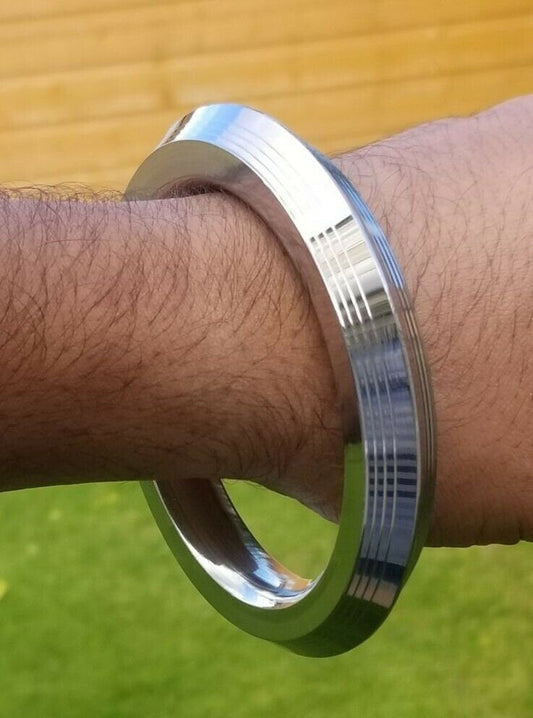 Sikh kara stainless steel chunky lines design kada singh kaur karra bangle w4