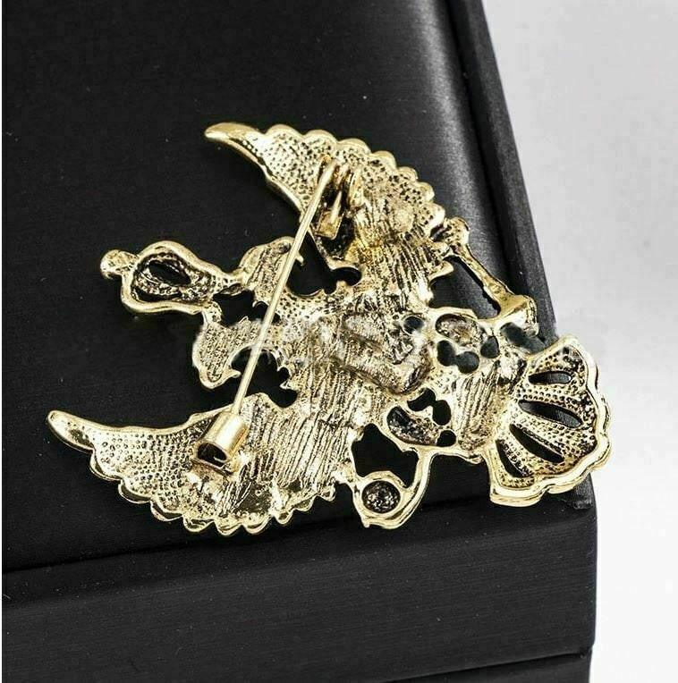 Stunning vintage look gold plated double eagle design brooch broach pin b40