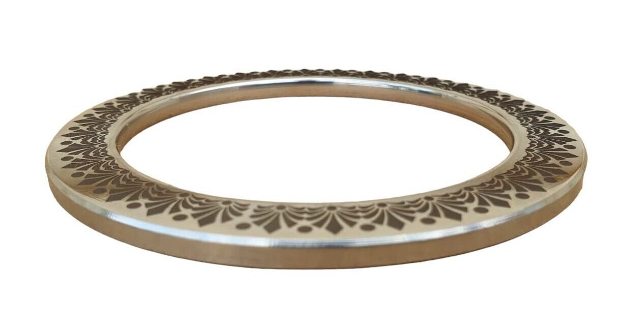 Stainless Steel Kara Floral Gurmukhi Karha Punjabi Kada Sikh Singh Bangle Y6