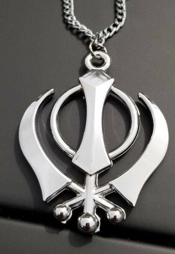 Stainless steel khanda pendant punjabi sikh singh kaur car rear mirror hanger