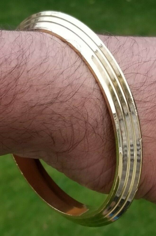 Sikh brass kara singh kaur bangle punjabi 22 ct gold look kada bracelet gift m15