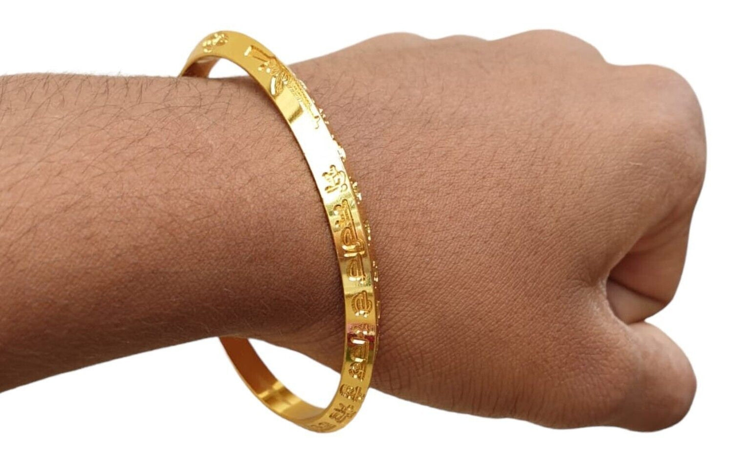 Gurmukhi Alphabet Kara Gold Plated Sant Bhindranwale Words Sikh bangle N14