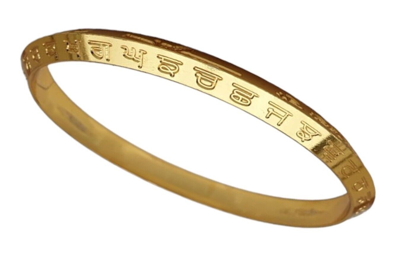 Gurmukhi Alphabet Kara Gold Plated Sant Bhindranwale Words Sikh bangle N14