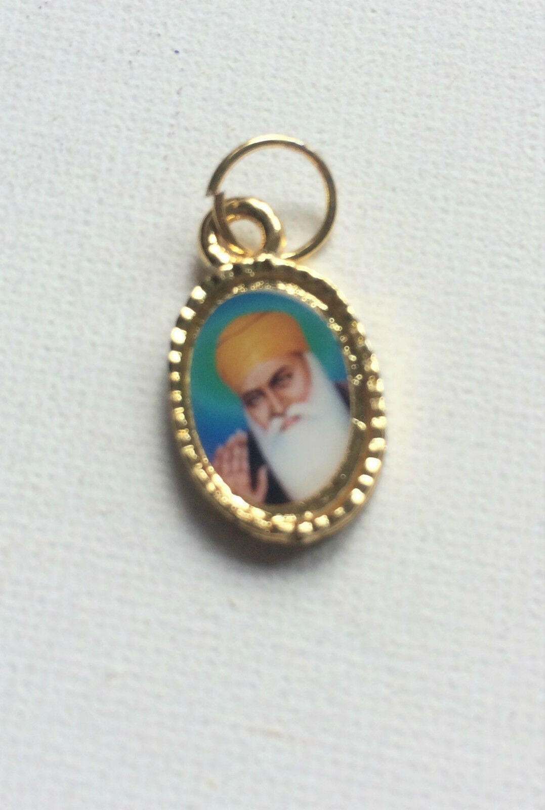 Sikh Double Sided Guru Nanak Ji Baba Deep Singh Gold Tone Pendant black thread