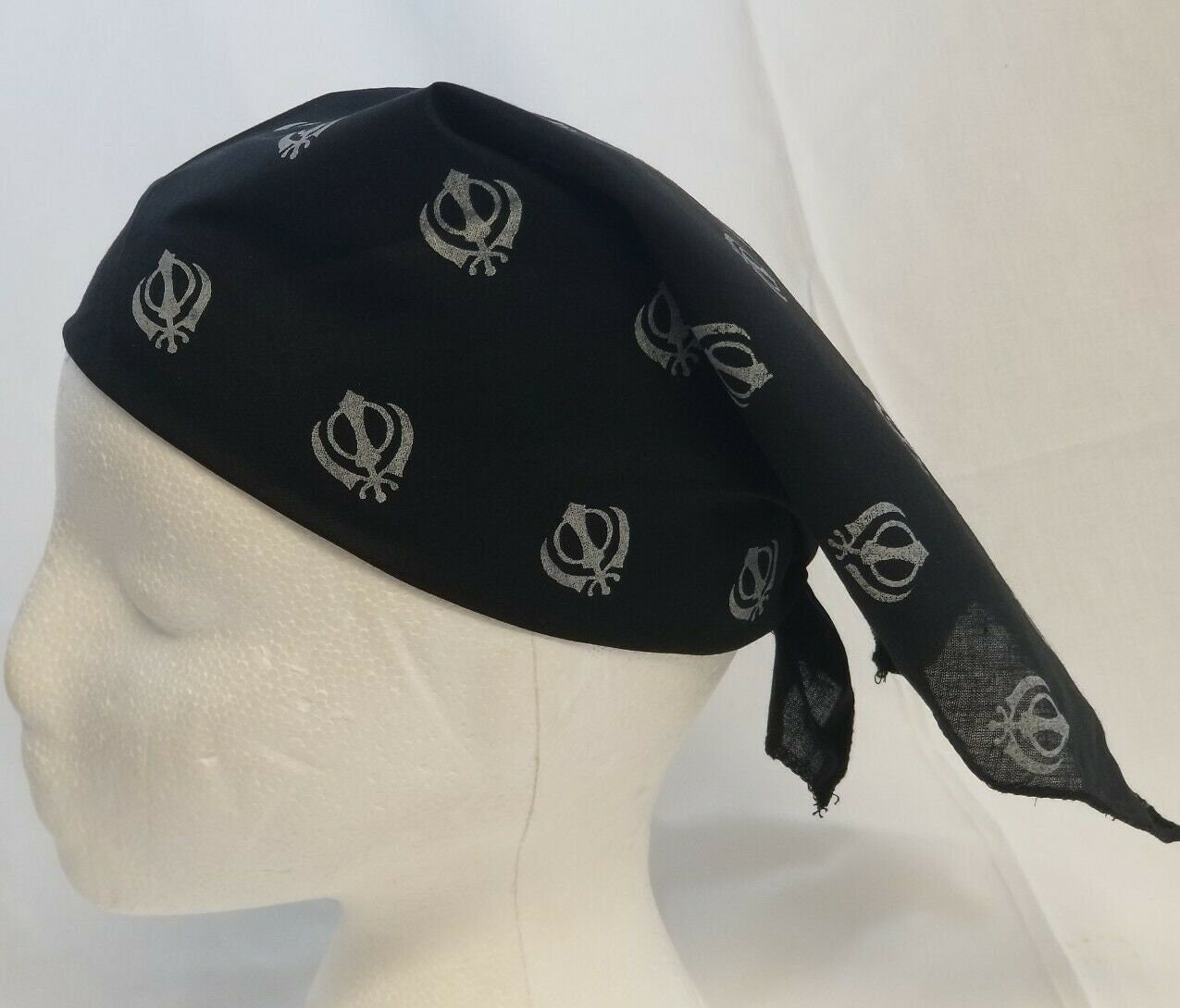 Sikh punjabi singh kaur black khalsa khandas bandana head wrap gear rumal hanky